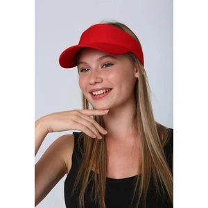Unisex Spor Vizör Tenis Siperlik Şapka Uv Korumalı Pamuklu Arkası Cırtlı Ayarlanabilir Kırmızı