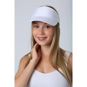Unisex Spor Vizör Tenis Siperlik Şapka Uv Korumalı Pamuklu Arkası Cırtlı Ayarlanabilir Beyaz Düz