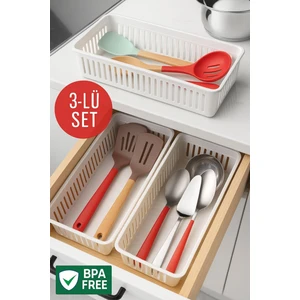 3'lü Çekmece Içi Kaşıklık Sepet Organizer