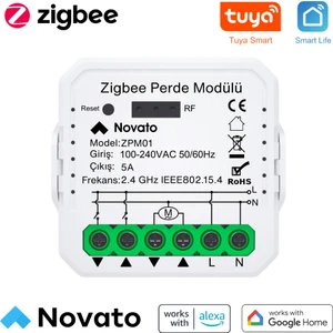 Tuya Uyumlu Zigbee Perde Panjur Kepenk Kontrolcüsü ( 220V / 3A ) - Mobil Uygulama, Anahtar Girişli, Otomatik Kalibrasyon, Yüzdesel Kontrol, Google Asistan Amazon Alexa Destekli Switch