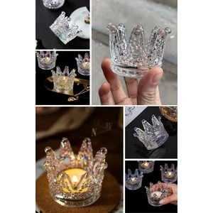 ® Kral Tacı Model Mini Mumluk,küllük,lokumluk Çok Amaçlı Şeffaf Cam Kase