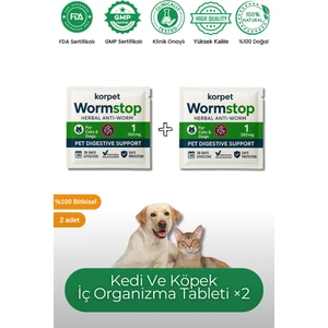 Bitkisel & Lezzetli Kedi ve Köpek Parazit Tableti Herbal Anti-Worm 2 Adet Tablet
