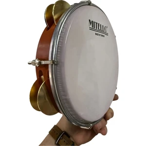 Arap Fasıl Tefi Profesyonel Kahverengi Carbon Kasnak Mitello Beyaz Filmli Kılıflı