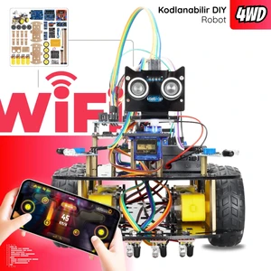 Robo Think RoboThink 4 Teker Robot Araba Kodlama Seti 4WD-WiFi (Arduino Temelli - Kutulu ve E-Kitaplı)