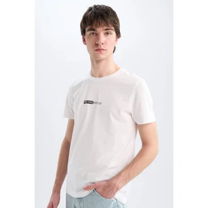 %100 Pamuk Slim Fit Dar Kesim Bisiklet Yaka Baskılı Kısa Kollu Tişört E3776AX25SM