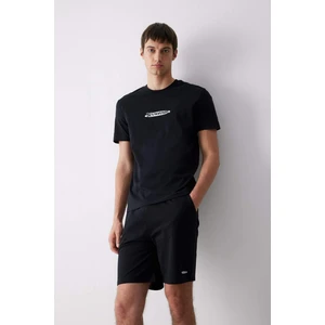 %100 Pamuk Regular Fit Bisiklet Yaka Baskılı Kısa Kollu Tişört E3783AX25SM