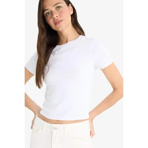 Slim Fit Dar Kesim Bisiklet Yaka Basic Düz Kısa Kollu Tişört F3535AX25SM