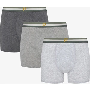 Erkek Pamuklu Basic Gray Çok Renkli 3lü Boxer Külot