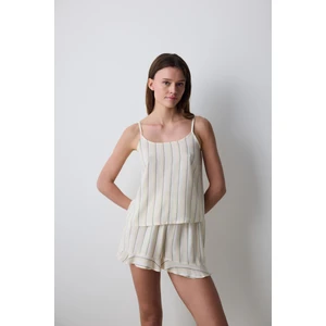 Cute Striped Şortlu Çok Renkli Pijama Takımı