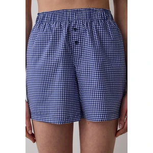 Blue Gingham Şort Lacivert Pijama Altı