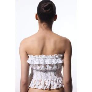 Beyaz Clea Straplez Crop Üst