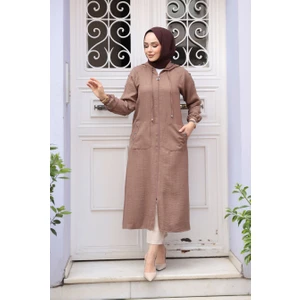 Kapşonlu Camel Tesettür Kap 511C