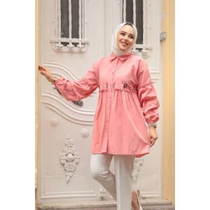 Nakış Desenli Somon Tesettür Tunik 40603SMN
