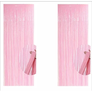 2 Adet Pembe Arka Fon Perde