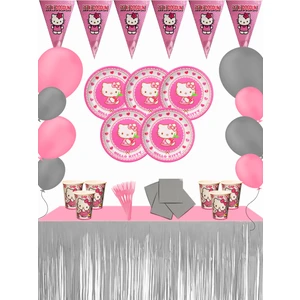 Hello Kitty Metalize Masa Etekli Doğum Günü Parti Malzemeleri Süsleri Seti