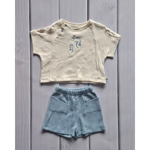 Erkek Bebek Denizatı Nakışlı Tişört ve Mavi Şort Takım