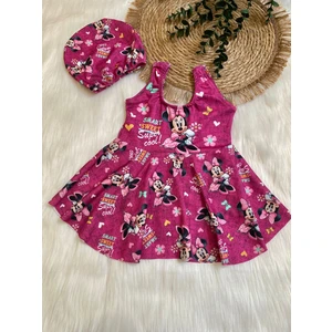 Minnie Mouse Kız Çocuk Mayo ve Bone Takımı