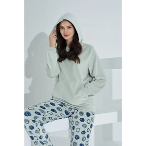 Soft Kanguru Cepli Kapşonlu Kadife Kadın Eşofman Takımı