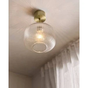 Mylights Modern Rustik Mat Gold Eskitme Kaplama Gövde Vintage Şeffaf  Camlı Tavan Plofonyer Avize