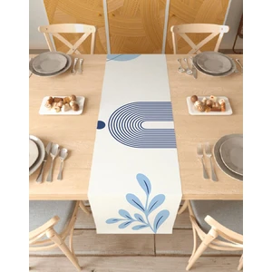 Yaprak Bohem Desenli Özel Tasarım Runner Dijital Baskılı Dekoratif Masa Örtüsü Modern Ev Dekorasyonu