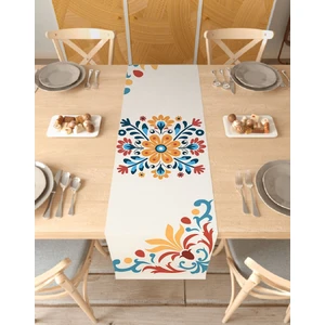 Çiçek Kelebek Bohem Desenli Özel Tasarım Runner Dijital Baskılı Dekoratif Masa Örtüsü Ev Dekorasyonu