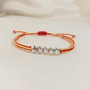 Crystal Atelier Galatasaray 5 Yıldızlı Örgü Bileklik, Galatasaray Şampiyonluk Bileklik, GS Maç Aksesuarı, İp Bileklik, Taraftar Bileklik, Makrome Bileklik, Taraftar Hediyesi, Galatasaray Aksesuarı