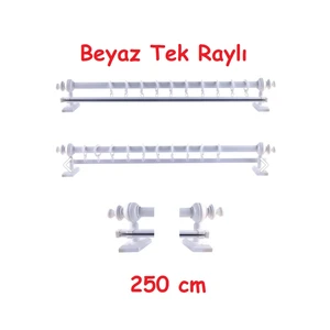 Vilart Beyaz Tek Raylı Ahşap Rustik Perde Askısı - Al Rustik Borusu 250 cm