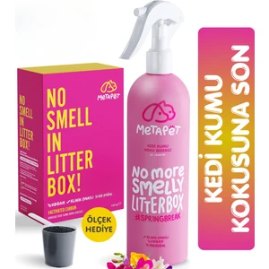 Kedi Kumu Koku Giderici Set, Kokusuz Kedi Kumu Için Aktif Karbon (420 GR) Ve Bahar Kokulu Sprey