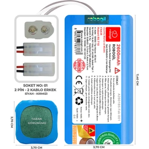 Fakir Robert RS 710 2600mAh Pili Uyumlu Robot Süpürge Bataryası A2601BS-Fak-001