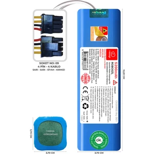 Arçelik RS 9034 5200mAh Pili Uyumlu Robot Süpürge Bataryası C5209BS-Arç-001