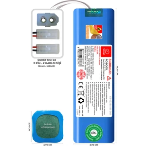 Bilicra Moby 6400mAh Pili Uyumlu Robot Süpürge Bataryası C6402BS-Bil-001