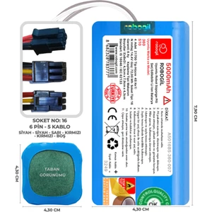 360 S10 5000mAh Uyumlu Robot Süpürge Bataryası A5016BS-360-007