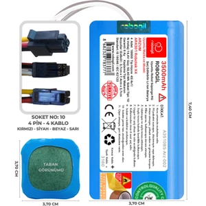 Arzum AR4304 Robotek X4 3500mAh Uyumlu Robot Süpürge Bataryası A3510BS-Arz-002