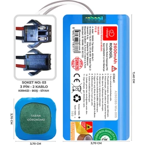 Wiami FX-8 2600mAh Pili Uyumlu Robot Süpürge Bataryası A2603BS-Wia-005