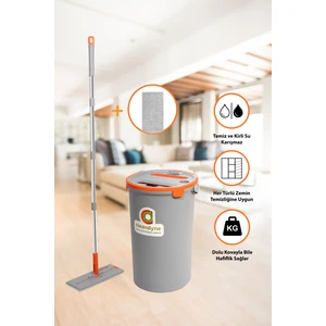 Akıllı Mop Paspas Seti – Temiz & Kirli Su Ayırma Özellikli, 360° Dönebilen Başlık, Yedek Moplu