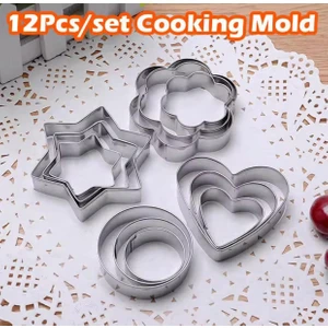 Mutfak Hamur Işleri Paslanmaz Çelik Kurabiye Kalıbı 12 Adet Şekilli Kurabiye Kalıbı
