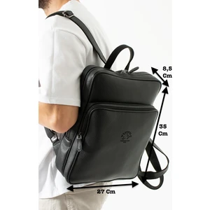 Vegan Deri Unisex Sırt Çantası - Siyah