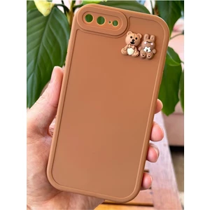 Apple iPhone 7 / 8 Plus Uyumlu Kılıf Kamera Korumalı Ayıcık ve Tavşan Figürlü Yumuşak Silikon Kapak