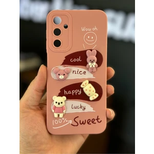 Samsung Galaxy S23 Fe Uyumlu Kılıf Tasarımlı Desenli Kamera Korumalı Tavşan Pembe Yumuşak Silikon Kapak