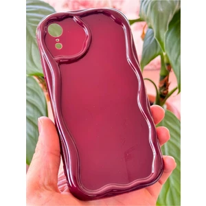 Apple iPhone Xr Uyumlu Kılıf Kamera Korumalı Dalga Kenarlı Darbe Emici Bordo Silikon Kapak