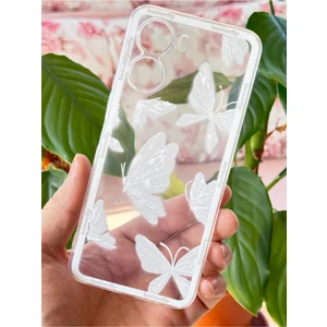 Vivo Y16 Kılıf Şeffaf Kelebek Tasarımlı Desenli Kamera Korumalı Yumuşak Silikon Kapak