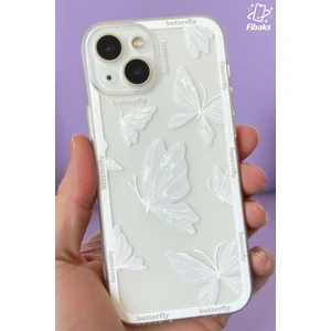 Apple iPhone 15 Plus Kılıf Şeffaf Kelebek Tasarımlı Desenli Kamera Korumalı Yumuşak Silikon Kapak