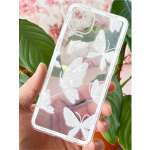 Oppo Reno 4 Lite Kılıf Şeffaf Kelebek Tasarımlı Desenli Kamera Korumalı Yumuşak Silikon Kapak