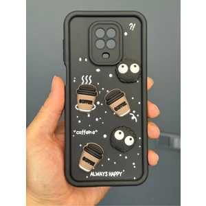 Xiaomi Redmi Note 9s/9 Pro Kılıf Tasarımlı Desenli Kamera Korumalı Coffee Kurabiye Siyah Yumuşak Silikon
