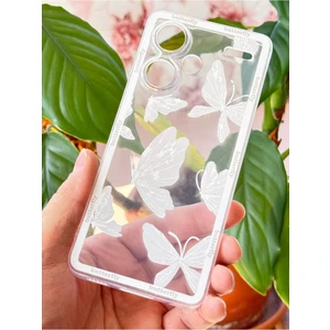 Xiaomi Redmi Note 13 Pro Plus Kılıf Şeffaf Kelebek Tasarımlı Desenli Kamera Korumalı Yumuşak Kapak