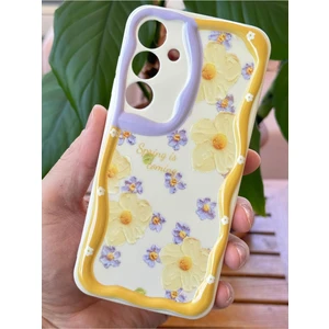 Samsung Galaxy A54 Uyumlu Kılıf Tasarımlı Desenli Kamera Korumalı Papatya Çiçek Renkli Silikon Kapak