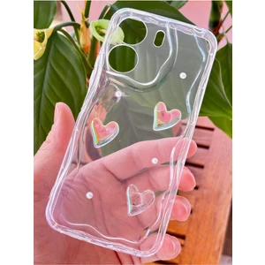 Vivo Y16 Kılıf 3D Kalpli Inci Tasarımlı Desenli Kamera Korumalı Şeffaf Silikon Kapak