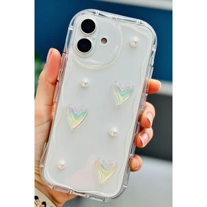 Samsung Galaxy A06 Kılıf 3D Kalpli Inci Tasarımlı Desenli Kamera Korumalı Silikon Kapak