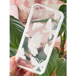 Apple iPhone 7/8/SE20/SE22 Kılıf Tasarımlı Desenli Kamera Korumalı Şeffaf Kelebek Esnek Yumuşak Silikon