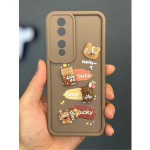 Honor 90 Uyumlu Kılıf Tasarımlı Desenli Kamera Korumalı Ayıcık Kahve Renkli Yumuşak Silikon Kapak